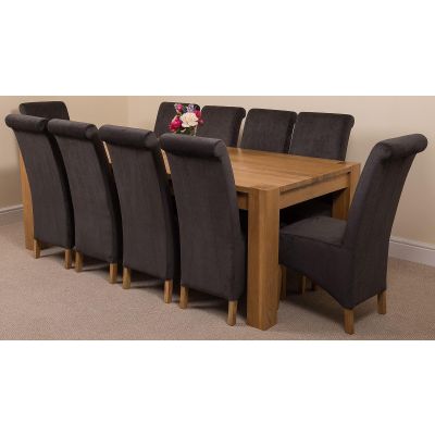 Kuba Extra Large Oak Dining Table with 10 Montana Black Fabric Chairs