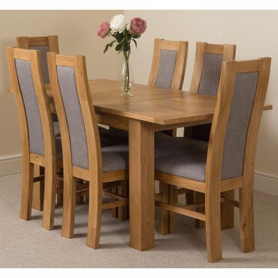 Hampton Small Oak Extending Dining Table with 6 Stanford Oak Chairs