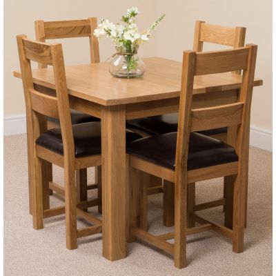 Oslo 90 x 90cm Small Square Oak Dining Set with 4 Lincoln Oak Chairs