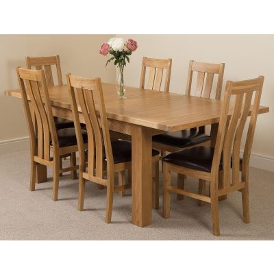 Seattle Oak Extending Dining Table and 6 Princeton Oak Dining Chairs
