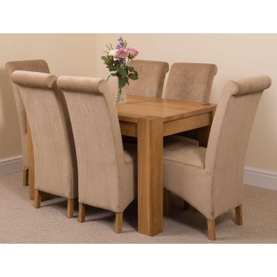 Kuba Small Oak Dining Table with 6 Beige Montana Fabric Chairs