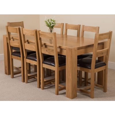 Kuba Large Oak Dining Table with 8 Lincoln Oak Chairs