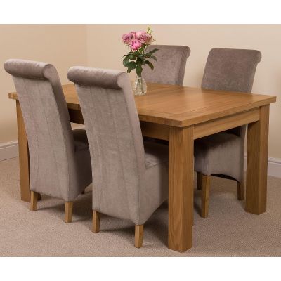 Seattle Oak Extending Dining Table and 4 Montana Grey Fabric Dining Chairs