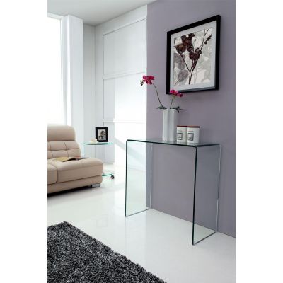Crystal Small Curved Glass Console Table