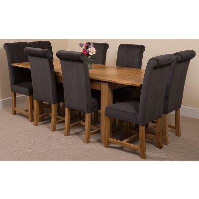 Richmond Medium Oak Extendable Dining Table with 8 Washington Black Fabric Chairs