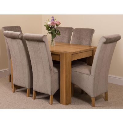 Kuba Small Oak Dining Table with 6 Grey Montana Fabric Chairs