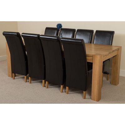 Kuba Extra Large Oak Dining Table with 8 Montana Black Leather Chairs