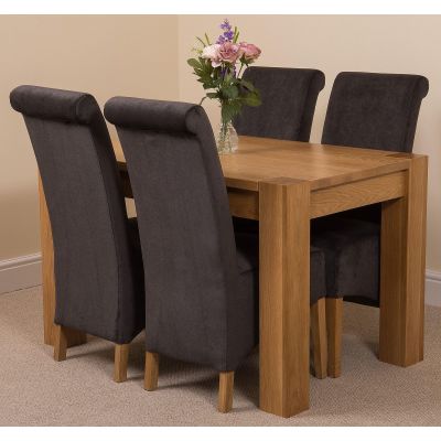 Kuba Small Oak Dining Table with 4 Montana Black Fabric Chairs