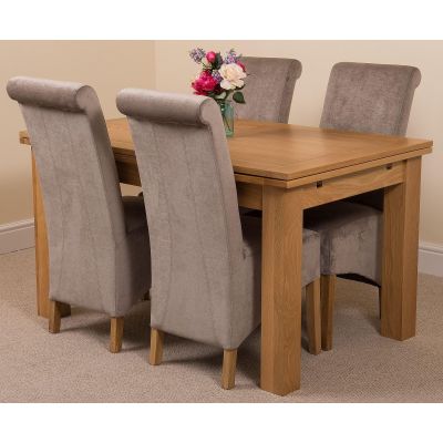 Richmond Medium Oak Extendable Dining Table with 4 Montana Grey Fabric Dining Chairs