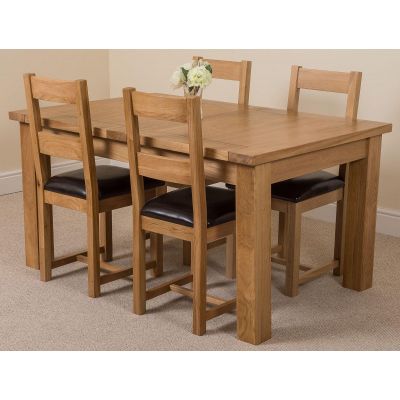 Seattle Oak Extending Dining Table and 4 Lincoln Oak Dining Chairs