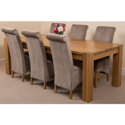 Kuba Extra Large Oak Dining Table with 6 Montana Grey Fabric Chairs