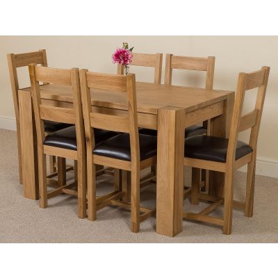 Kuba Small Oak Dining Table with 6 Lincoln Oak Chairs