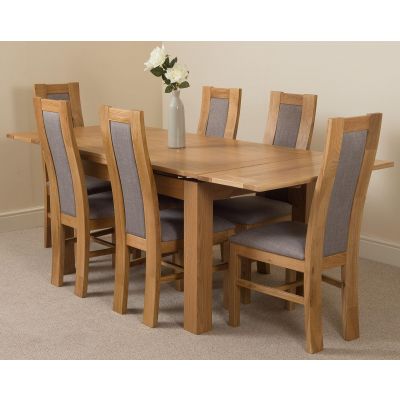 Richmond Medium Oak Extendable Dining Table with 6 Stanford Oak Dining Chairs