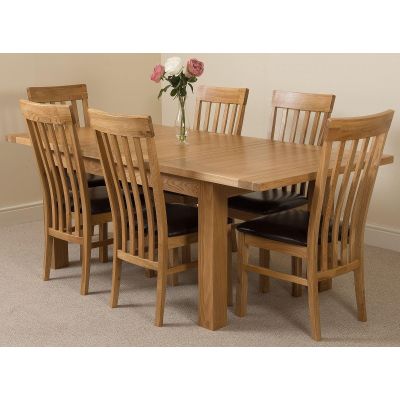 Seattle Oak Extending Dining Table and 6 Harvard Oak Dining Chairs