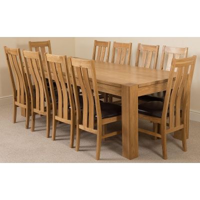 Kuba Extra Large Oak Dining Table with 10 Princeton Oak Chairs