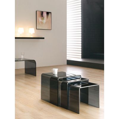 Milan Black Glass Nest of Tables