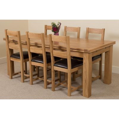Richmond Large Oak Extending Dining Table with 6 Lincoln Oak Dining Chairs