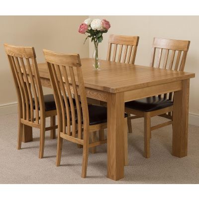 Seattle Oak Extending Dining Table and 4 Harvard Oak Dining Chairs
