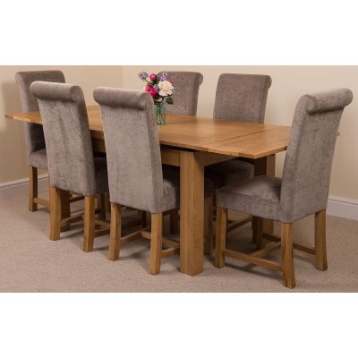 Richmond Medium Oak Extendable Dining Table with 6 Washington Grey Fabric Dining Chairs
