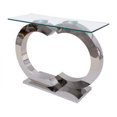 Channel Glass Console Table with Chrome Legs