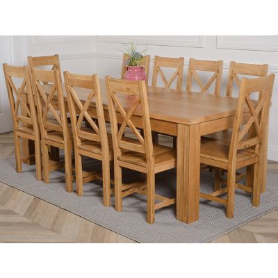 Dakota Extra Large Oak Dining Table with 10 Berkeley Oak Chairs