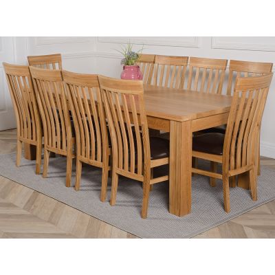 Dakota Extra Large Oak Dining Table with 10 Harvard Oak Chairs