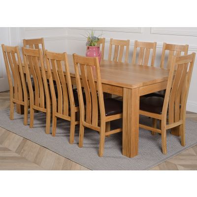 Dakota Extra Large Oak Dining Table with 10 Princeton Oak Chairs