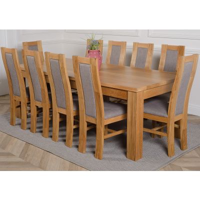 Dakota Extra Large Oak Dining Table with 10 Stanford Oak Chairs