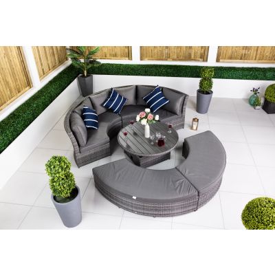 2-in-1 Modular Round Sofa Daybed Set - Grey