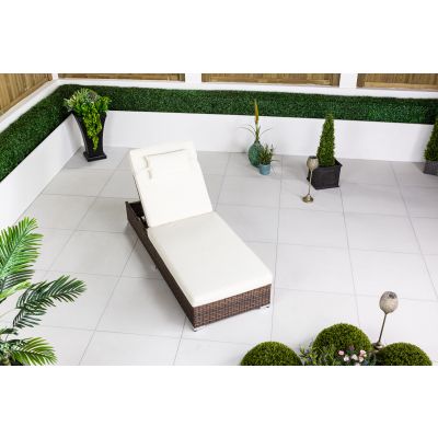 Rattan Garden Sunlounger - Brown
