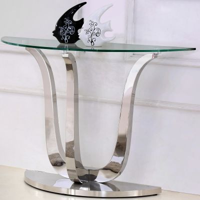 Naples Glass Semi Circle Console Table