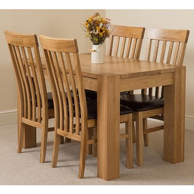 Kuba Small Oak Dining Table with 4 Harvard Oak Chairs
