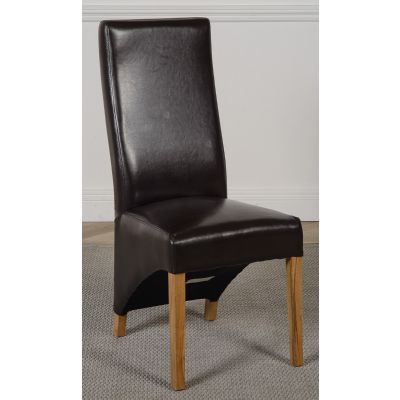 Lola Brown Leather Dining Chair | Curved Back