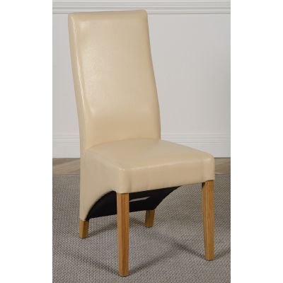 Lola Ivory Leather Dining Chair | Curved Back