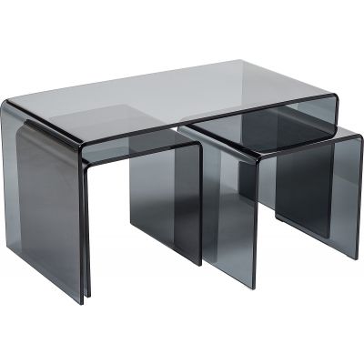 Modena Set of Glass Coffee Tables | Black Glass
