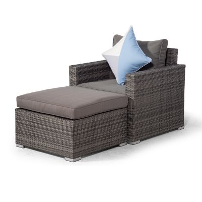 Sydney Rattan Armchair & Ottoman - Grey