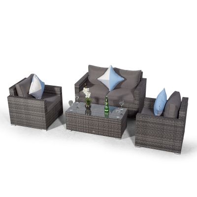 Sydney 4 Seater Loveseat & Armchair Conversation Set With Coffee Table - Grey