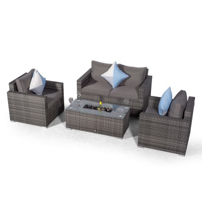 Sydney 4 Seater Loveseat & Armchair Conversation Set With Ice Bucket Coffee Table - Grey