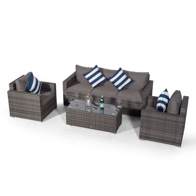 Sydney 5 Seater Sofa & Armchair Conversation Set With Coffee Table - Grey