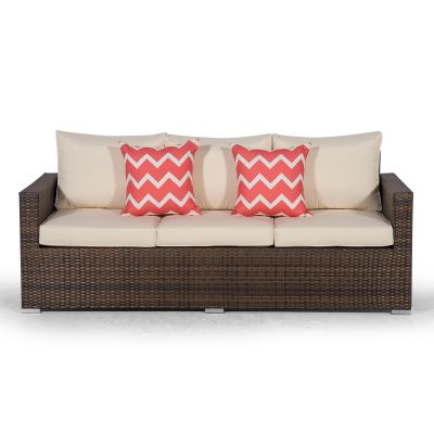 Sydney Rattan 3 Seat Sofa - Brown