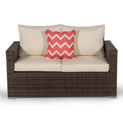 Sydney Rattan 2 Seat Sofa Loveseat - Brown
