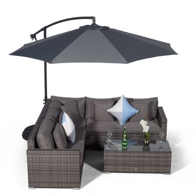 Havana L Shape Modular 5 Seat Rattan Corner Sofa Set With Large Coffee Table - Grey