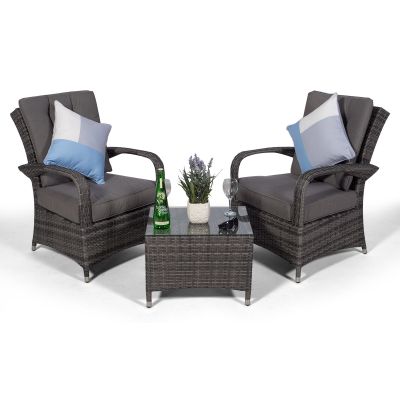 Arizona 2 Seat Rattan Lounge Chair and Table Set Rattan Set - Grey