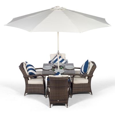 Arizona 90cm Square 4 Seater Rattan Dining Set with Drinks Cooler - Brown