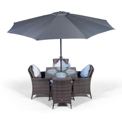Savannah 90cm Square 4 Seater Rattan Dining Set - Grey