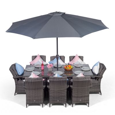 Arizona 200cm Rectangle 8 Seater Rattan Dining Set - Grey
