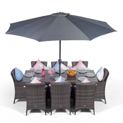 Savannah 200cm Rectangular 8 Seater Rattan Dining Set - Grey