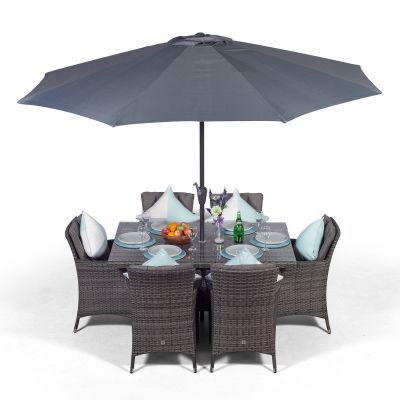 Savannah 150cm Rectangular 6 Seater Rattan Dining Set - Grey