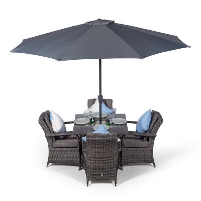 Arizona 90cm Square 4 Seater Rattan Dining Set with Drinks Cooler - Grey