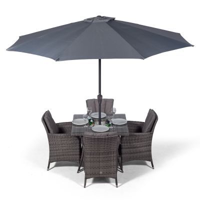 Savannah 90cm Square 4 Seater Rattan Dining Set with Drinks Cooler - Grey